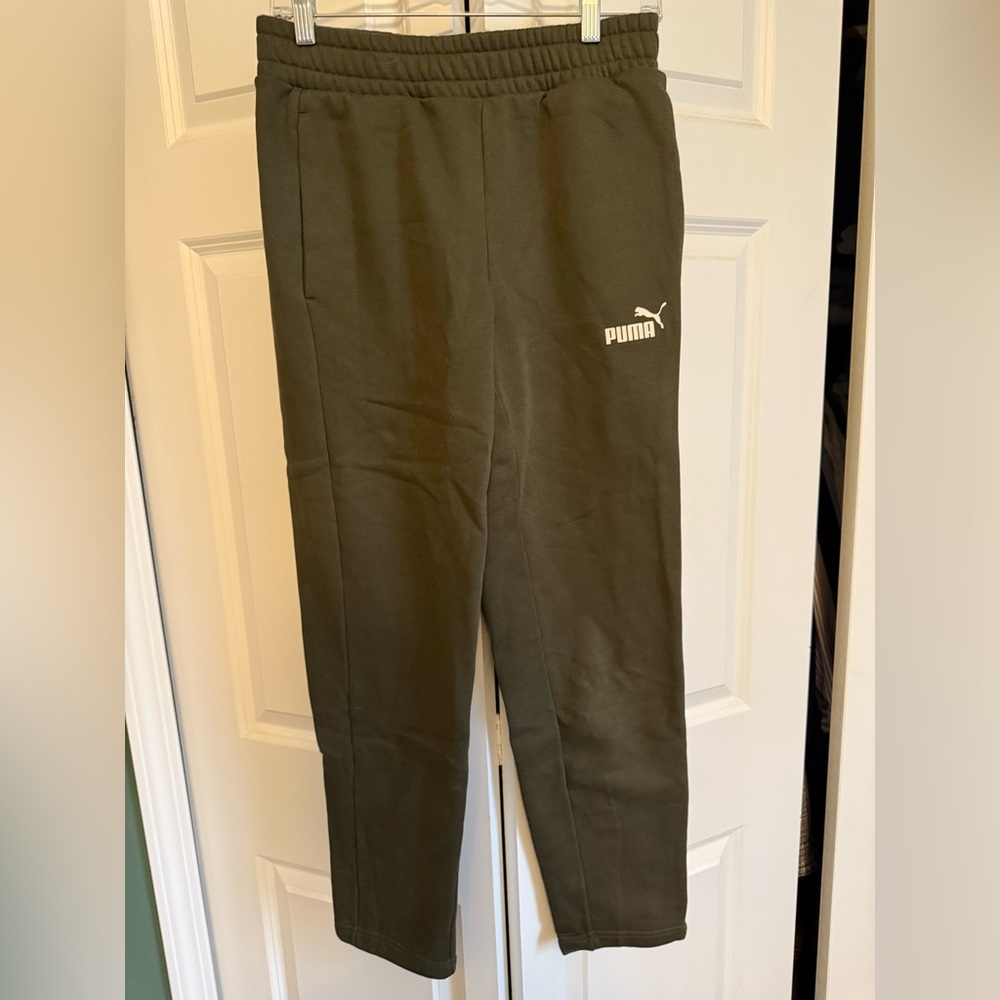 Puma Olive Jogger Pants with White Logo
